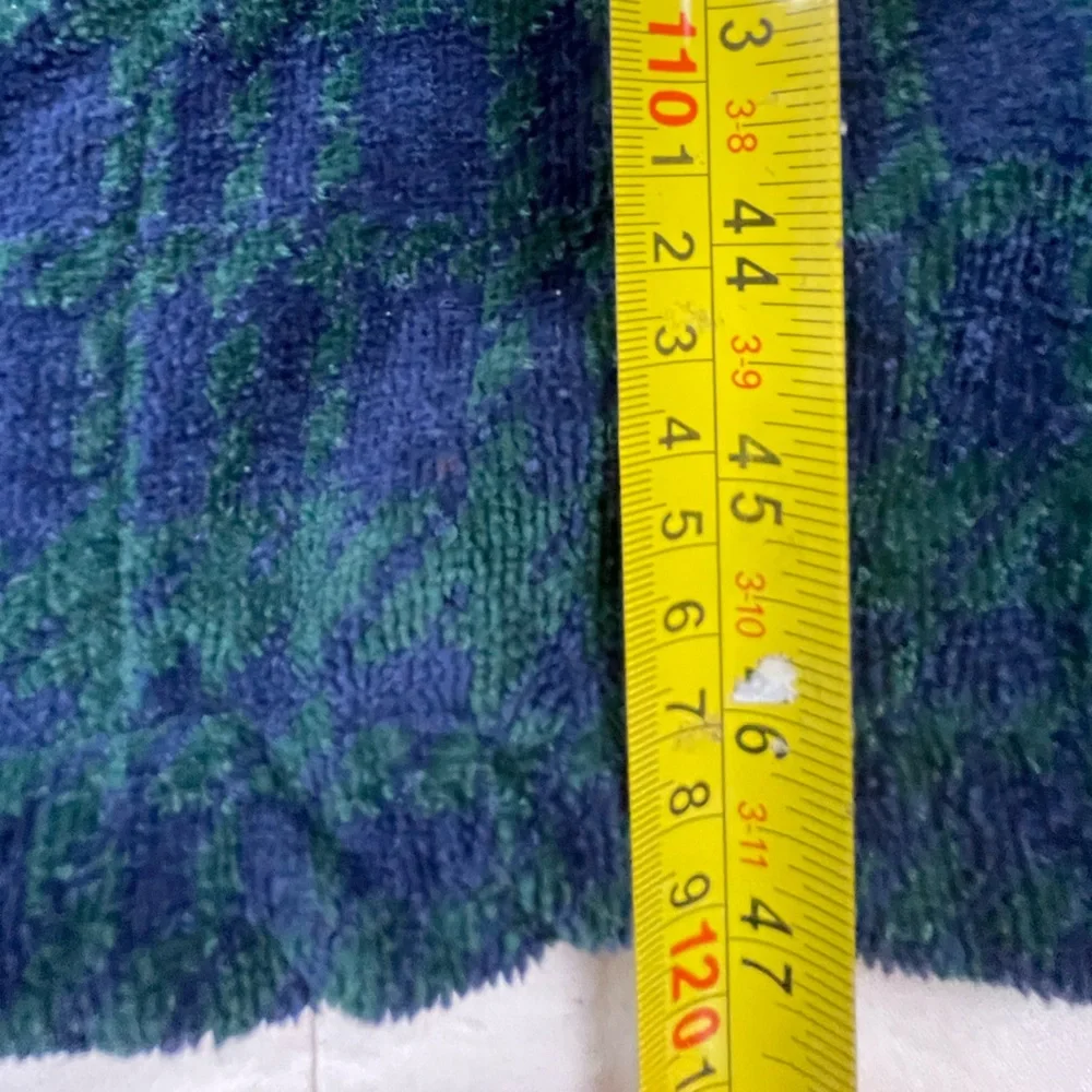 Nautica Green and Blue Cotton Terry Plaid Men's Robe One Size - Picture 7 of 11